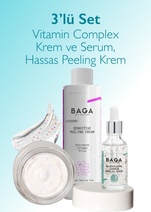 Baga Vitamin Kompleks Krem & Vitamin Kompleks Serum & Hassas Peeling Krem 3'lü Set